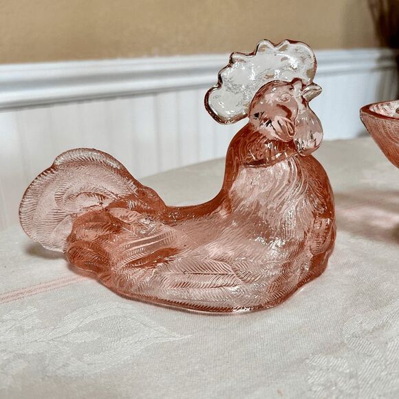 Vintage Mosser/ Westmoreland Mould Glass Standing Roaster Transparent Pink - Picture 3 of 5